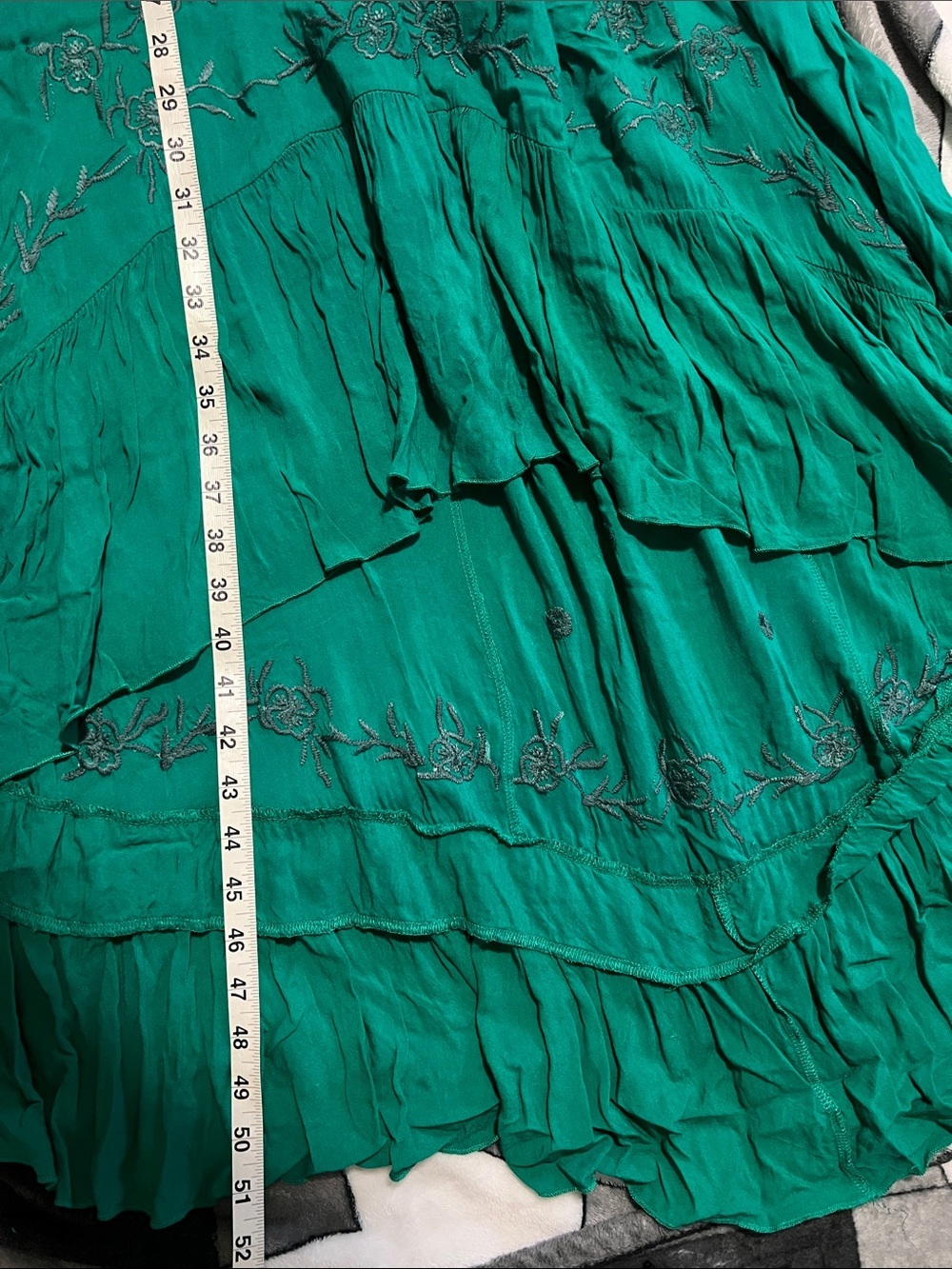 Free People Long Crochet Dress with Tiers in Emerald Combo short front Small - Picture 13 of 13